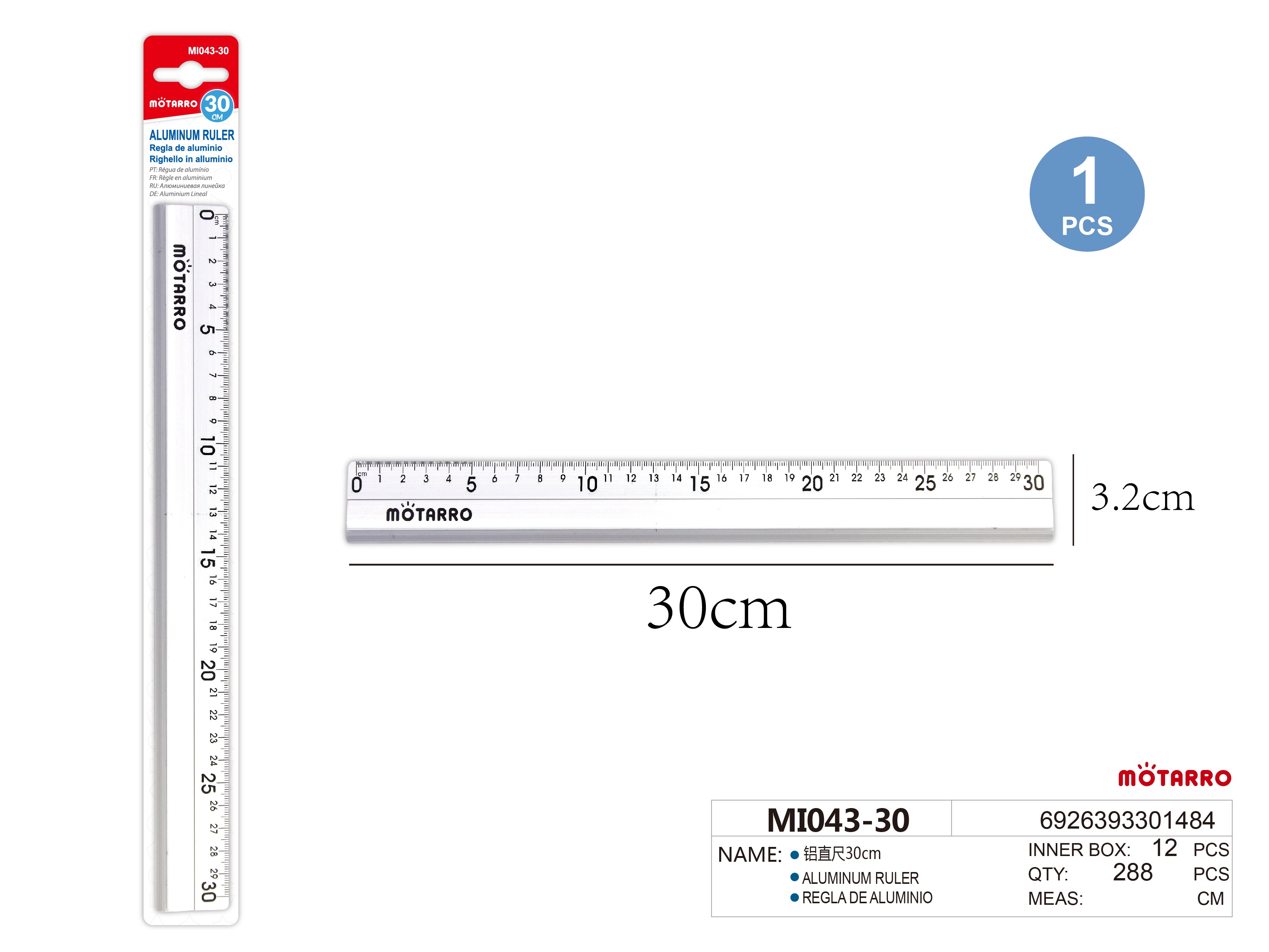 REGLA DE ALUMINIO 30cmHIPERCASA MX