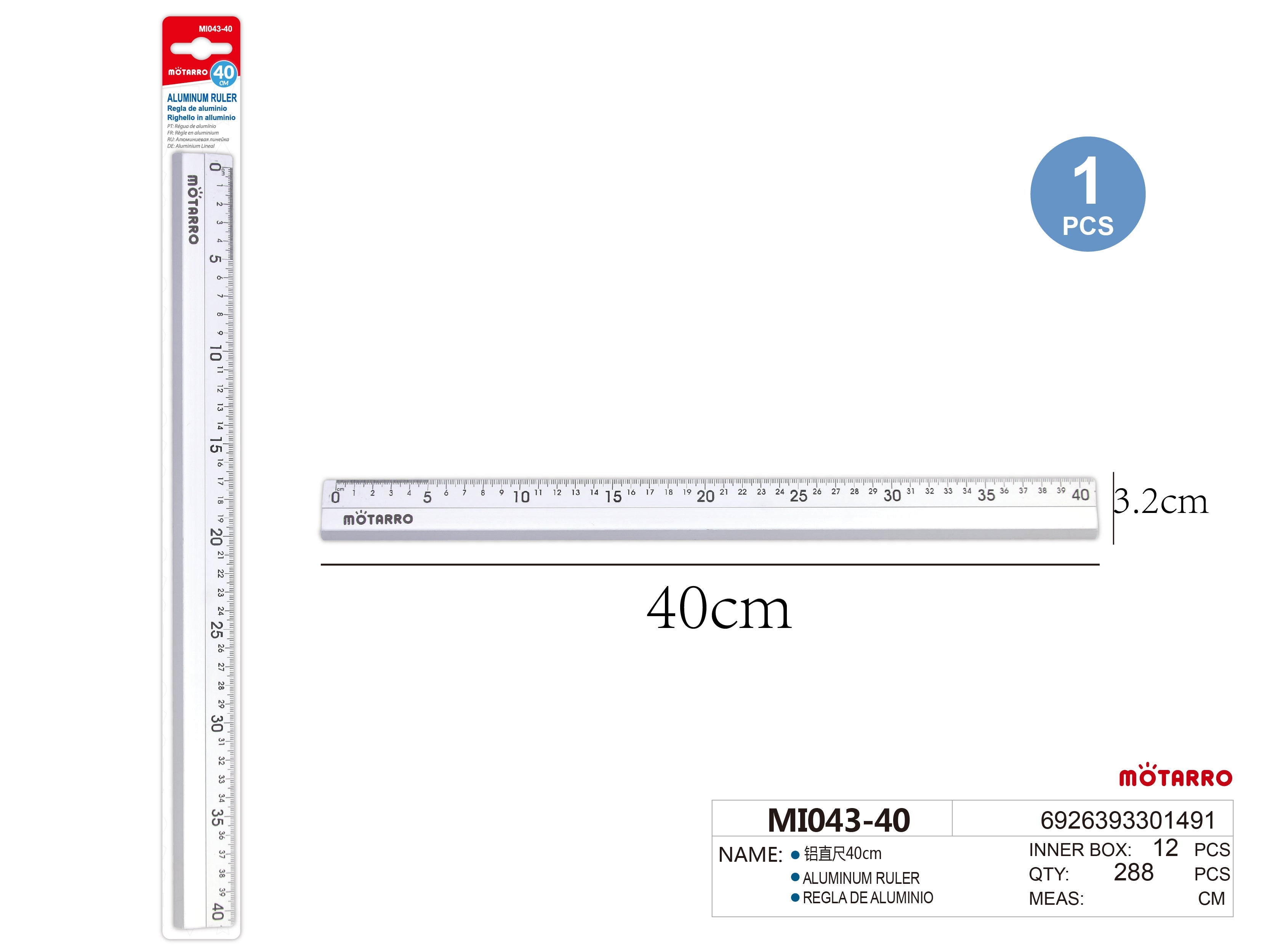 REGLA DE ALUMINIO 40cmHIPERCASA MX
