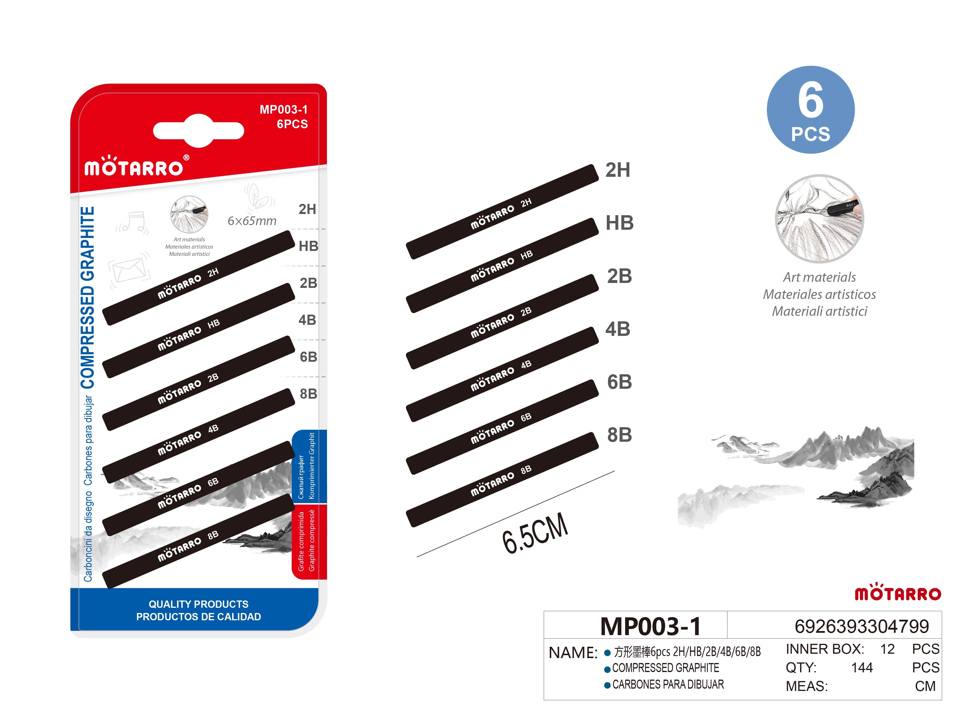 CARBONES PARA DIBUJAR 3270-16pcs 2H/HB/2B/4B/6B/8BHIPERCASA MX