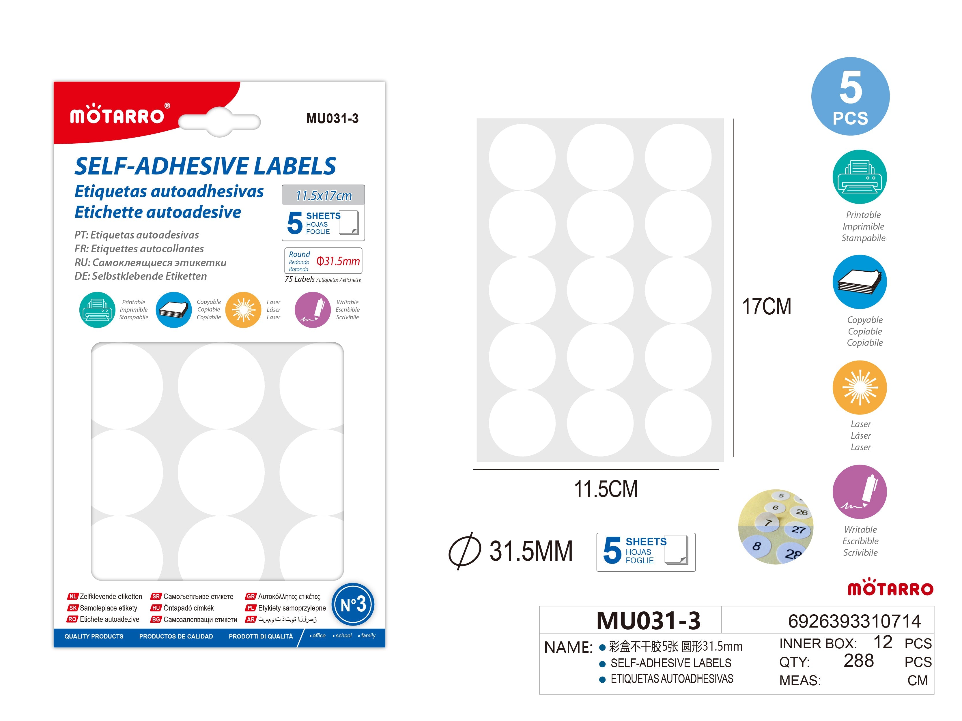 ETIQUETAS AUTOADHESIVAS 31.5MM 5HIPERCASA MX