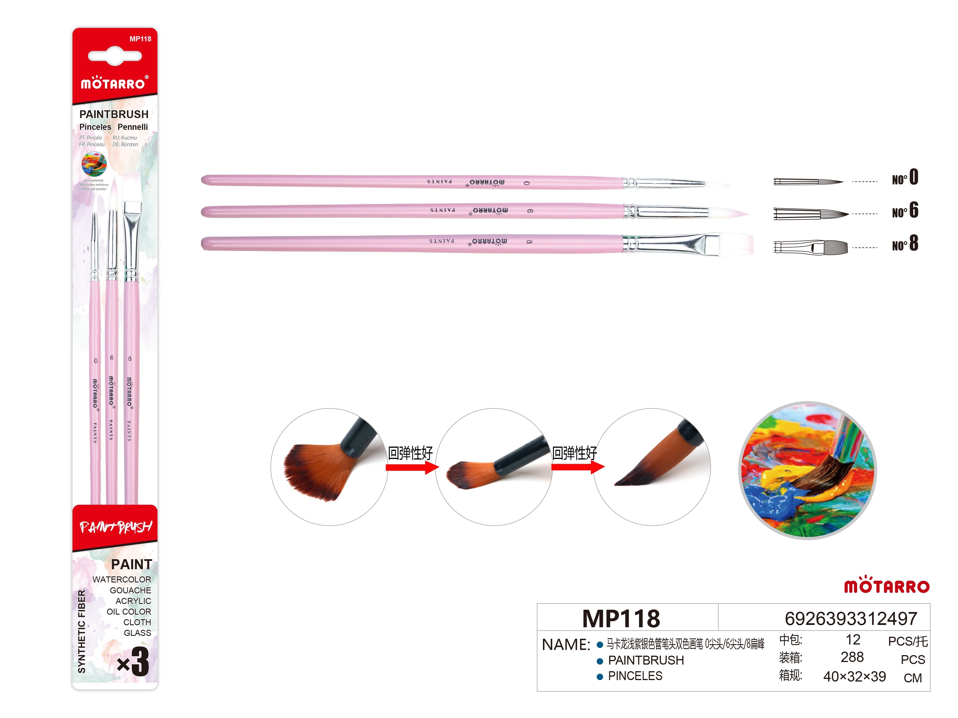 PINCELES 3pcs 0/6/8HIPERCASA MX