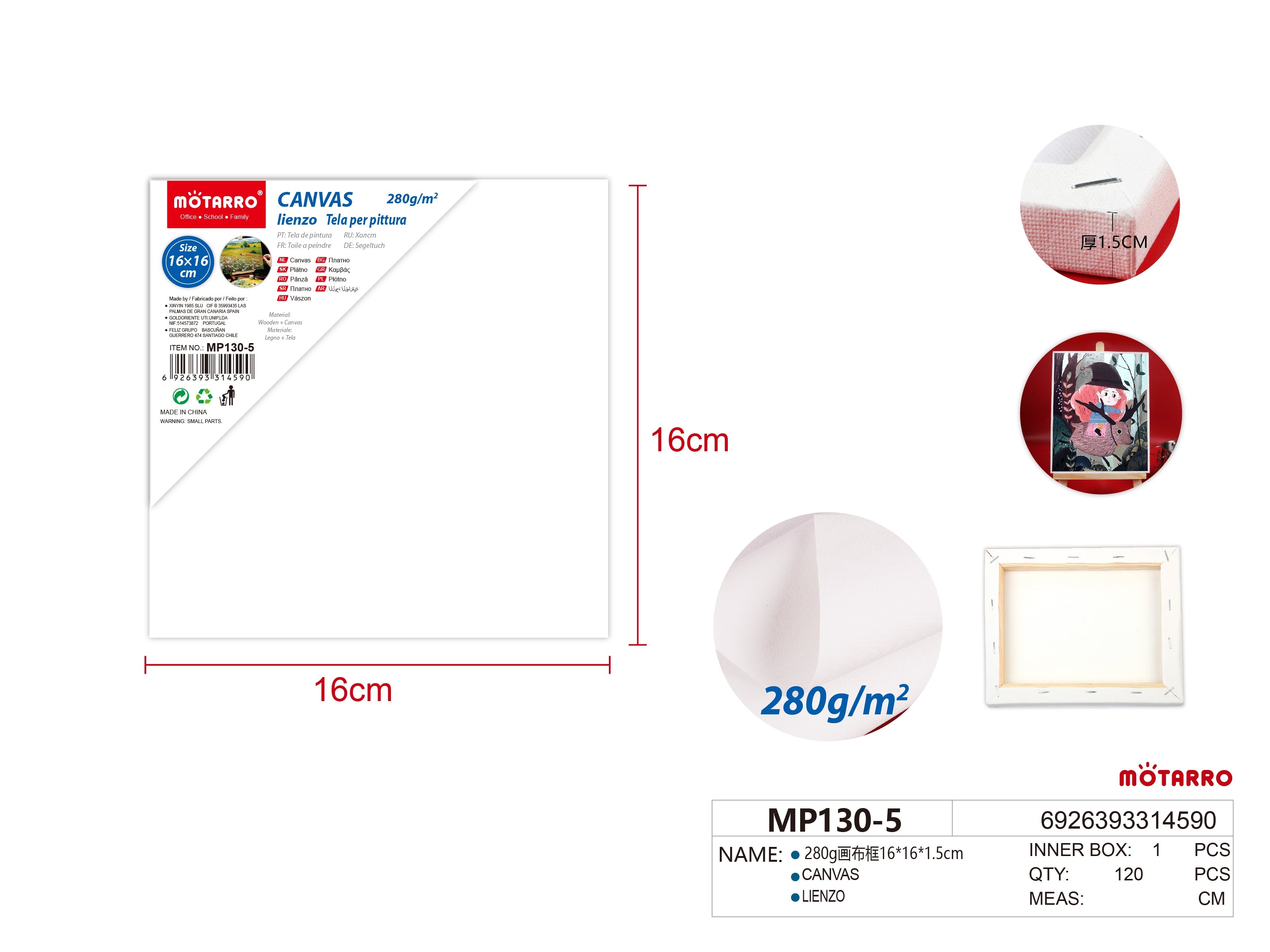 LIENZO 280G 16*16*1.6CMHIPERCASA MX
