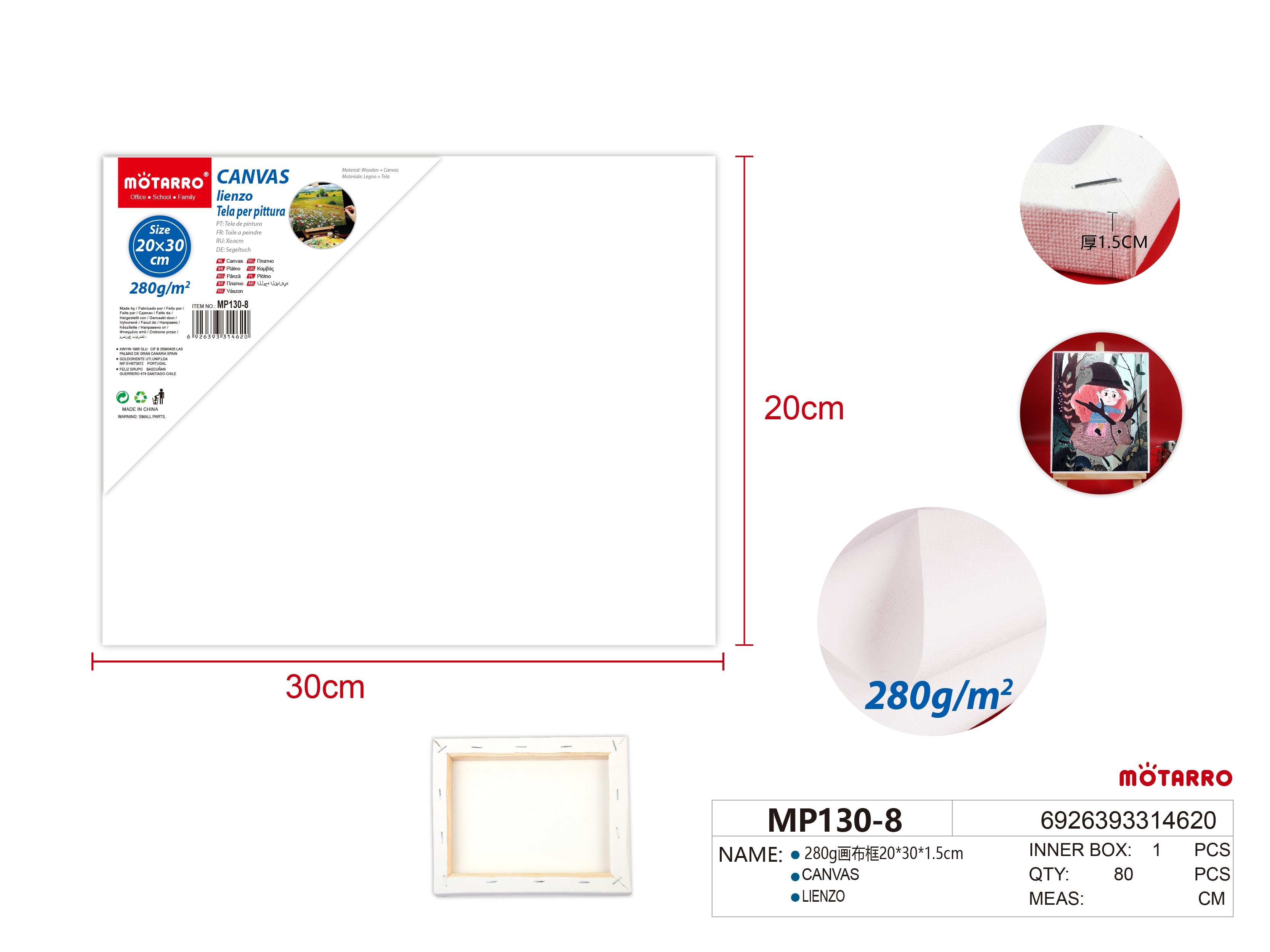 LIENZO 280G 20*30*1.6CMHIPERCASA MX