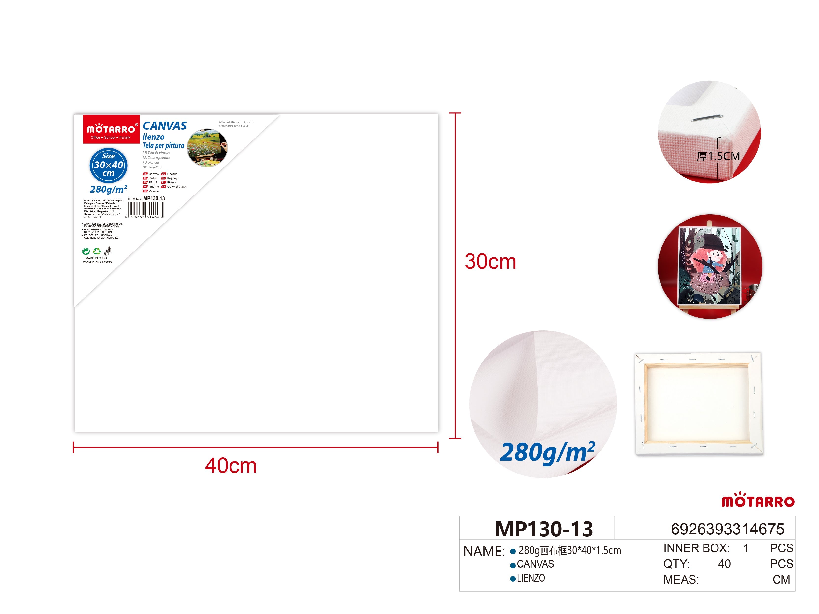 LIENZO 280G 30*40*1.6CMHIPERCASA MX